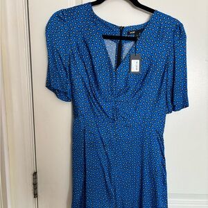 Maje Blue and White Paisley Dress
